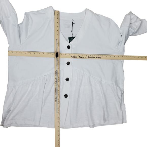 NEW Neon Buddha Entranced Jacket Top Plus Size 3X White 3/4 Sleeve Cotton V-neck - Picture 12 of 14